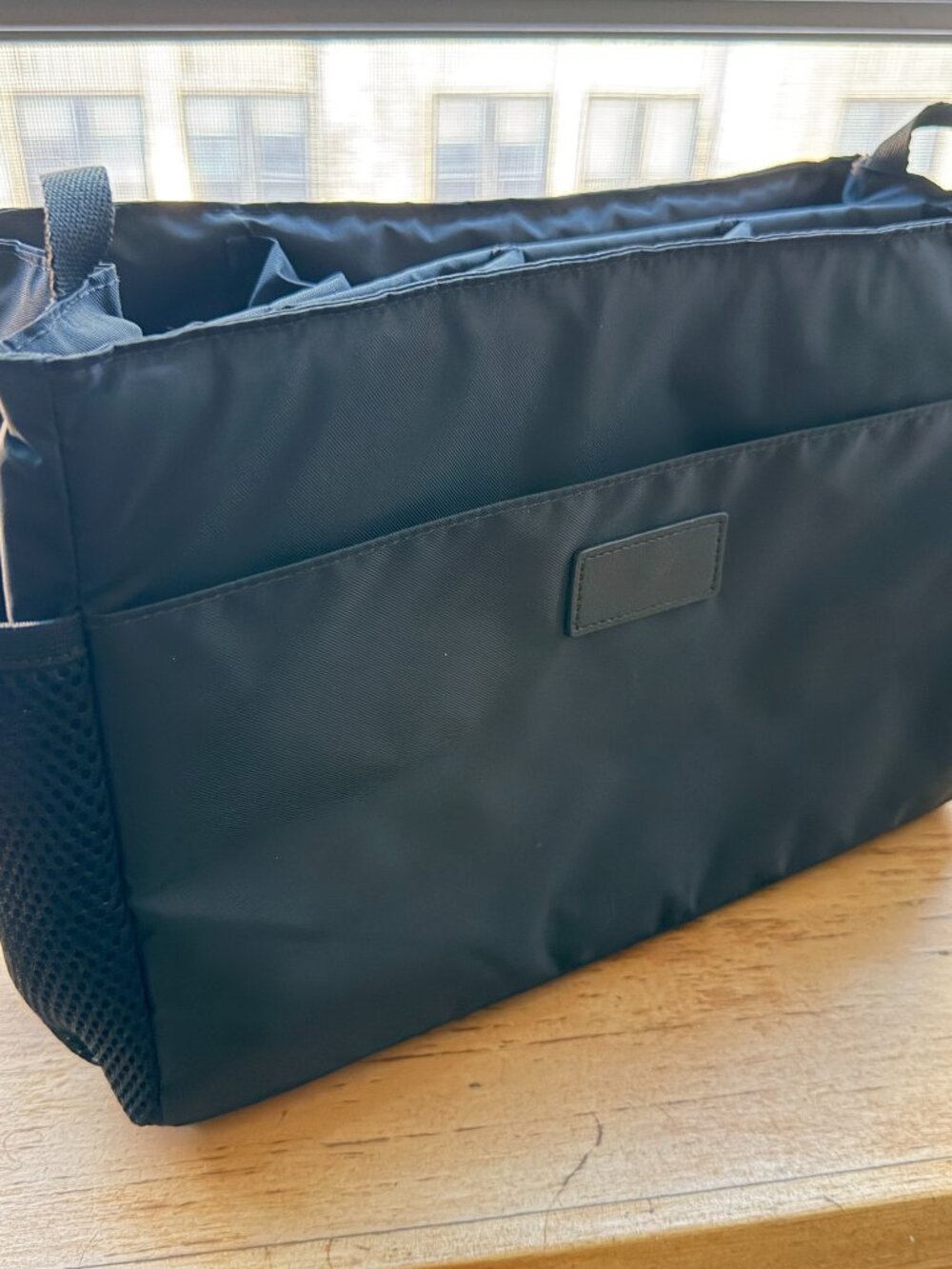 Leatherology Nylon Tote Bag Insert Organizer Insulated Pockets Black